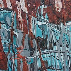 Steven Fleit: 'high line reflection 2', 2013 Acrylic Painting, Architecture. Artist Description:  High Line, New York City, reflection, distortion, architectural...