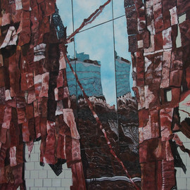 Steven Fleit: 'high line reflection 3', 2013 Acrylic Painting, Architecture. Artist Description:  High Line, reflection, New York City, glass, architectural distortion...