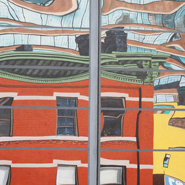 Steven Fleit: 'high line reflection 5', 2014 Acrylic Painting, Architecture. Artist Description:  High Line, reflection, glass, architecture, distortion...