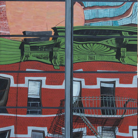 Steven Fleit: 'high line reflection 6', 2018 Acrylic Painting, Architecture. Artist Description:  High Line, reflection, architecture, distortion, glass...