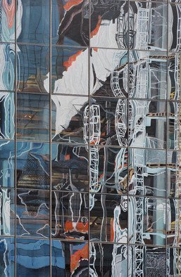 Steven Fleit: 'hudson yards reflection 2', 2018 Acrylic Painting, Architecture. Hudson Yards, reflection, architecture, building, construction, New York, NY...