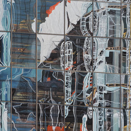 Steven Fleit: 'hudson yards reflection 2', 2018 Acrylic Painting, Architecture. Artist Description: Hudson Yards, reflection, architecture, building, construction, New York, NY...