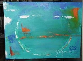 Artist: Suzanne Gegna - Title: Blue Abstraction with Orange - Medium: Acrylic Painting - Year: 2013