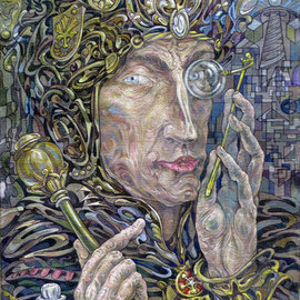 Giorgi Arutinov: 'KingofPentcles', 2016 Acrylic Painting, Spiritual. Artist Description:  Inspired by archetypes encoded in a tarot deck symbolism. ...