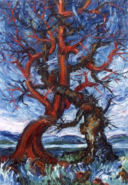 Artist Shamil Usmanov. 'Two Trees' Artwork Image, Created in 1991, Original Painting Oil. #art #artist