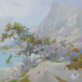 Alexander Shandor: 'south coast', 2014 Oil Painting, Mountains. Artist Description: Painting: Oil on CanvasOriginal: One- of- a- kind ArtworkSize: 80 W x 80 H x 2 D cmFrame: Not FramedReady to Hang: Not applicablePackaging: Ships Rolled in a Tube...