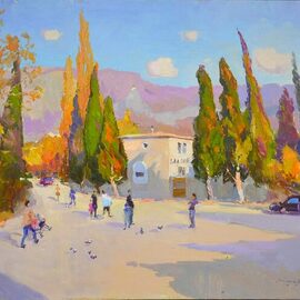 Alexander Shandor: 'south town', 2013 Oil Painting, Mountains. Artist Description: Painting: Oil on CanvasOriginal: One- of- a- kind ArtworkSize: 90 W x 70 H x 3 D cmFrame: Not FramedReady to Hang: NoPackaging: Ships Rolled in a Tube...
