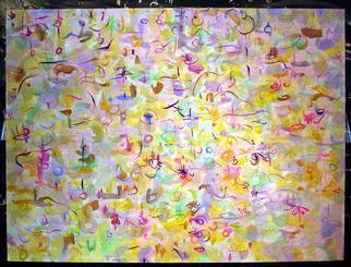 Richard Lazzara: 'CAKRA BALANCE', 1975 Watercolor, Healing.  Here we see the many calligraphy strokes in miracle forms, it is a healing touch using this color field technolgy to transmit this 