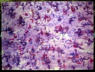 Richard Lazzara: 'PURPLE PLEXUS', 1975 Watercolor, Healing.   A wealth of calligraphy greets us in this 