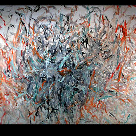 Richard Lazzara: 'STAR BURST', 1972 Oil Painting, Visionary. Artist Description: STAR BURST 1972  is a centered STAR BURST of artistic energy. The paintings in this TALKING CALLIGRAPHY COLLECTION  show the energy stretching, images appearing and more space ; Enjoy ! these formative paintings. ...