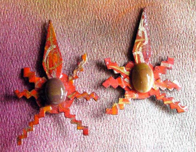 Artist Richard Lazzara. 'Agate Stars Ear Ornaments' Artwork Image, Created in 1989, Original Pastel. #art #artist