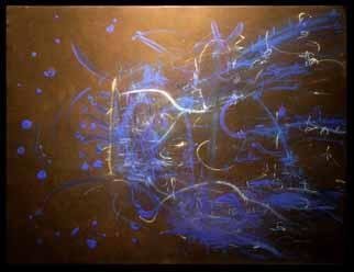Richard Lazzara: 'blue cliffs of edgeling', 1982 Calligraphy, Abstract. blue cliffs of edgeling from 1982 is available within the LIGHTPATH EVENT HORIZONS FOLIO and with more fine arts from 