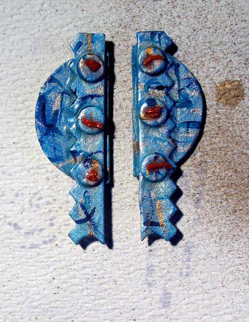 Artist Richard Lazzara. 'Blue Mystic Ear Ornaments' Artwork Image, Created in 1989, Original Pastel. #art #artist