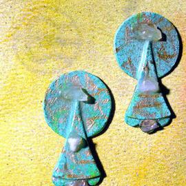 Richard Lazzara: 'coins dropping ear ornaments', 1989 Mixed Media Sculpture, Fashion. Artist Description: coins dropping ear ornaments from the folio LAZZARA ILLUMINATION DESIGN are available at 