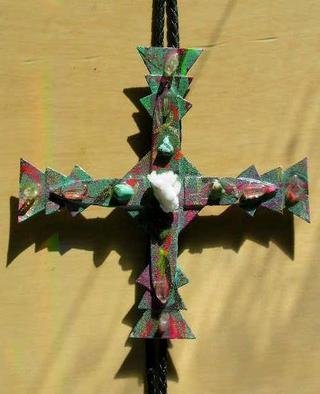 Richard Lazzara: 'coral cross bolo or pin ornament', 1989 Mixed Media Sculpture, Fashion. coral cross bolo or pin ornament from the folio LAZZARA ILLUMINATION DESIGN is available at 
