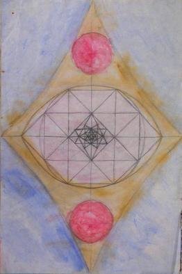 Artist: Richard Lazzara - Title: crystal eyed lingam yantra drawing - Medium: Watercolor - Year: 1995