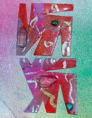 Richard Lazzara: 'crystal letters ear ornaments', 1989 Mixed Media Sculpture, Fashion. Artist Description: crystal letters ear ornaments from the folio LAZZARA ILLUMINATION DESIGN is available at 