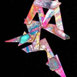 Richard Lazzara: 'crystal m pin ornament', 1989 Mixed Media Sculpture, Fashion. Artist Description: crystal m pin ornament from the folio LAZZARA ILLUMINATION DESIGN is available at 