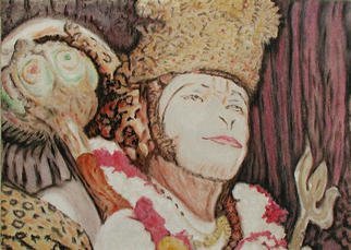 Artist: Richard Lazzara - Title: hanuman on maha shivratri night - Medium: Acrylic Painting - Year: 2001