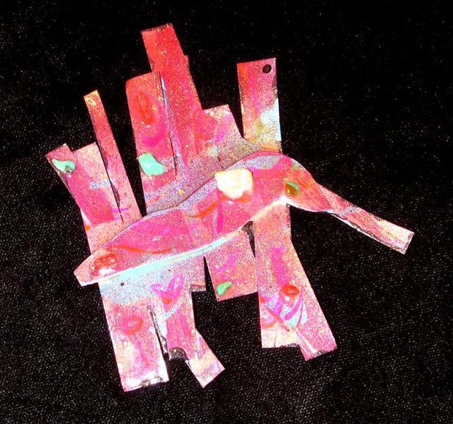 Artist Richard Lazzara. 'Pink Platypus Pin Ornament' Artwork Image, Created in 1989, Original Pastel. #art #artist