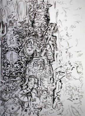 Artist: Richard Lazzara - Title: powerful hanuman - Medium: Calligraphy - Year: 1995