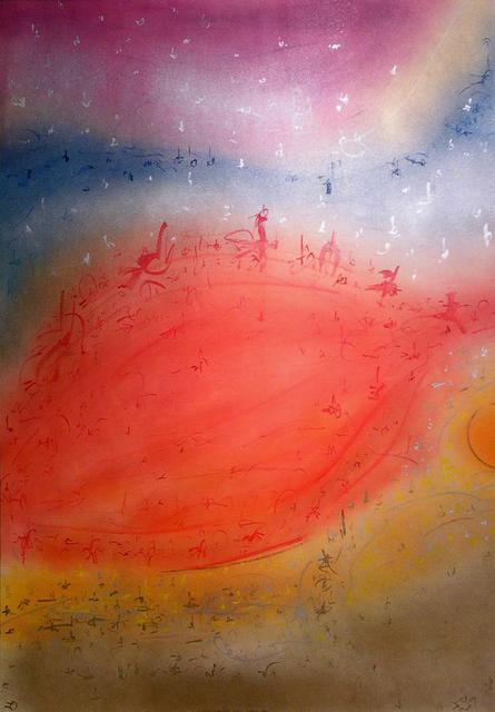 Artist Richard Lazzara. 'Red Swan' Artwork Image, Created in 1988, Original Pastel. #art #artist