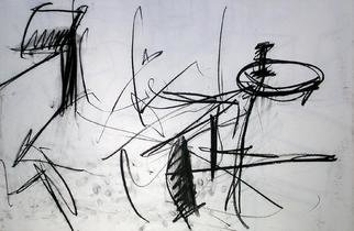 Artist: Richard Lazzara - Title: stool in the corner is for you - Medium: Charcoal Drawing - Year: 1972