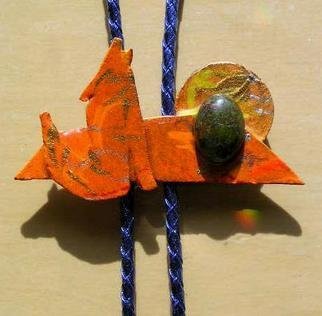 Richard Lazzara: 'sunset coyote bolo or pin ornament', 1989 Mixed Media Sculpture, Fashion. sunset coyote bolo or pin ornament from the folio LAZZARA ILLUMINATION DESIGN is available at 