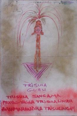 Richard Lazzara: 'trisula guru', 1995 Pen Drawing, Visionary. trisula guru 1995 from the folio DRAWING ON SHIVA is available at 