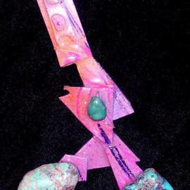 Richard Lazzara: 'turquoise walk pin ornament', 1989 Mixed Media Sculpture, Fashion. Artist Description: turquoise walk pin ornament from the folio LAZZARA ILLUMINATION DESIGN is available at 