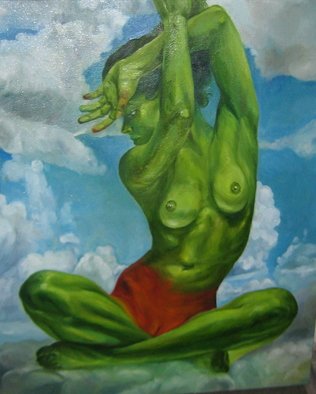 Sheila Fraga: 'Island', 2009 Oil Painting, Conceptual.  Woman as an Island  ...