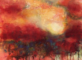 Shelly Leitheiser: 'SolScape', 2013 Watercolor, Abstract Landscape. Solscape is a watercolor abstract landscape. Like most watercolors I do of landscapes it' s somewhat futuristic and boldly colored. This painting was chosen as the cover for a book of poetry a couple of years ago called 