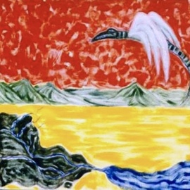 Azhar Shemdin: 'the flying aligators from iraq', 1991 Acrylic Painting, Abstract Figurative. Artist Description: After the 1st Gulf war, I saw in a dream aligators in IraqaEURtms rivers, which astonished me because there are no aligators there.  A voice said: aEURThe finest people on earth the flying aligators from Iraq. aEUR...