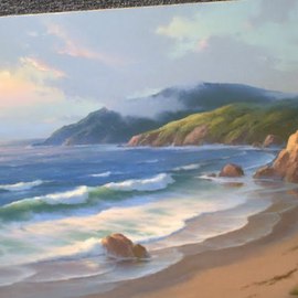 Sheri Daniels-wood: 'Afternoon Fog', 1972 Oil Painting, Seascape. Artist Description:       This is a painting of the  Oregon coast. by Earl Daniels     ...