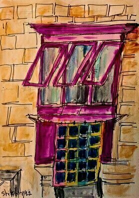 Dan Shiloh: 'malta window', 2023 Tempera Painting, Cityscape. Malta street in watercolor...