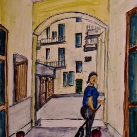 Dan Shiloh: 'milano italy', 2023 Acrylic Painting, Cityscape. Artist Description: Milano Italy street scene...