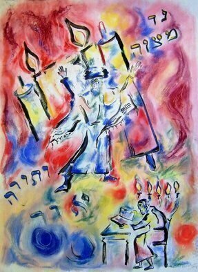 Artist: Shoshannah Brombacher - Title: A Lamp is a Mitzvah and the Torah is Light - Medium: Pastel - Year: 2007