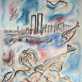 Shoshannah Brombacher: 'Dialogue 5', 2001 Pastel, Americana. Artist Description: This is one of the' Dialogue' s which I made after 9/ 11, it expresses bewilderment and not understanding the heinous crime of the attack. For all info, price, availability etc. email me at: shoshbm@ aol. com...