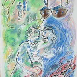 Shoshannah Brombacher: 'Lovers and boats', 2001 Pastel, Love. 