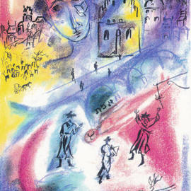 Shoshannah Brombacher: 'Making the Golem', 1991 Other Drawing, History. Artist Description: This is anothwer work of art in my series about the Golem of Prague. You see Rabbi Loeb and his helpers create a Golem from clay at the bank of the river. I made drawings and painting about the Golem from the size of a postcars till large ...