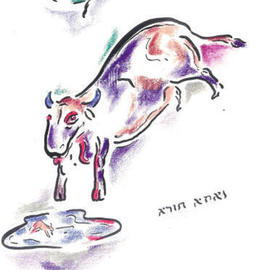 Shoshannah Brombacher: 'The ox from Chad kadya', 1996 Other Drawing, Judaic. Artist Description: This is another sample of a drawing from the series Chad Kadya, a song from the Hagadah. It is described elsewhere in this site. ...