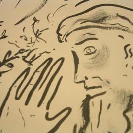 Shoshannah Brombacher: 'a prophet', 2003 Other Drawing, Religious. Artist Description: This is a detail of a drawing with a prophet, in india ink on colored paper....