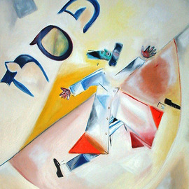 Shoshannah Brombacher: 'pesach', 1997 Oil Painting, Judaic. Artist Description: I created a lot of art for Pesach, wrote a complete Haggadah, series of the 15 Steps, Chad kadya, Echad mee yodea, in black and white or in color, painted the seder, and more.  Pesach means  to jump,  like the angel of death jumped over the houses of ...