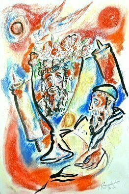 J. Brombacher: 'rabbi yochanan', 2012 Pastel Drawing, Judaic. I wrote and illustrated a book about roses in Jewish writings, such as the Bible, Talmud, midrash, medieval tales, Sephardic songs, etc. : 