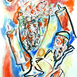 Shoshannah Brombacher: 'rabbi yochanan', 2012 Pastel Drawing, Judaic. Artist Description: I wrote and illustrated a book about roses in Jewish writings, such as the Bible, Talmud, midrash, medieval tales, Sephardic songs, etc. : 