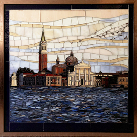 Sandra Bryant: 'across the water', 2022 Mosaic, Cityscape. Artist Description: This mosaic was inspired by a trip to Venice, Italy looking across the lagoon. ...