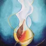 Artist: Shruti Vora - Title: lord krishna and his soul - Medium: Oil Painting - Year: 2016
