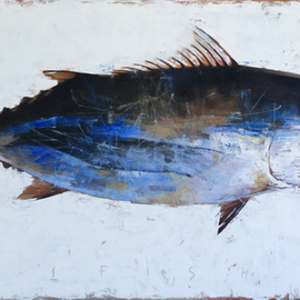 Igor Shulman: '1 fish', 2019 Oil Painting, Fish. Artist Description: Continuing a series of fish. After 2 delicious fish, I made one fish. The picture is called - 1 fish. What in general is obvious, looking at this picture. Do not look inside for any concept. This is not there, as usual. This is just a beautiful, stylish fish ...
