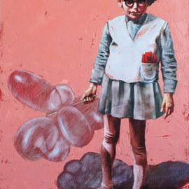 Igor Shulman: 'a girl from my childhood', 2019 Oil Painting, Children. Artist Description: The fact is that I was born and raised in a country that no longer exists. If someone else remembers, there was such a terrible country the Soviet Union. It was a real empire of lies and evil. This is how the children looked on the holiday. I ...