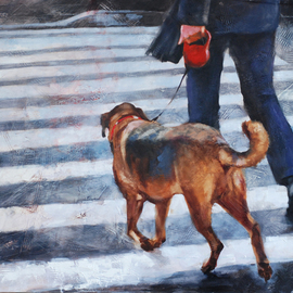 Igor Shulman: 'an unscheduled walk', 2020 Oil Painting, Atmosphere. Artist Description: I responsibly declare to you that the most pleasant thing for a dog is an unscheduled walk. I can say this with confidence, because I have dogs throughout my life.This does not depend on the size or breed of the dog. It only depends on the owner. ...